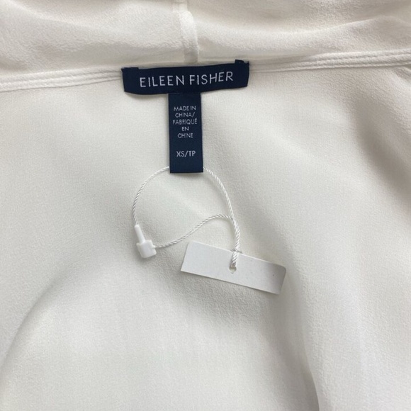 NEW Eileen Fisher Silk Chiffon Open Cardigan XS Shawl Collar 3/4 Sleeve - Picture 2 of 7